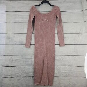 BDG Urban Outfitters Size Medium Rib Knit Bodycon Longsleeve Dress Rose NWT L823